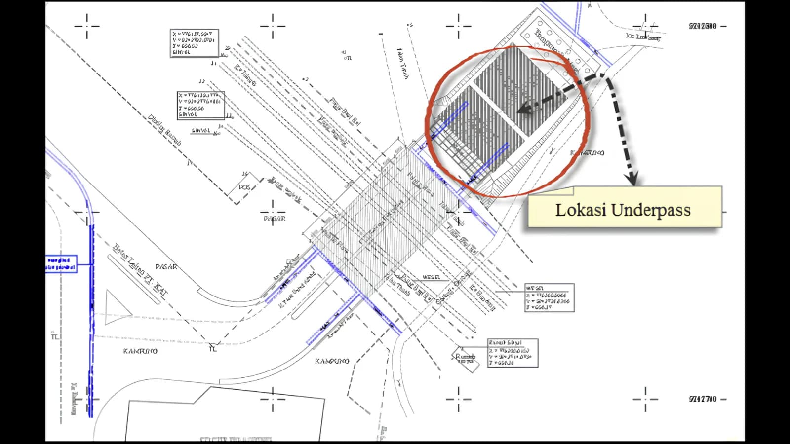 Visualisasi siteplan underpass Stasiun Rangkasbitung